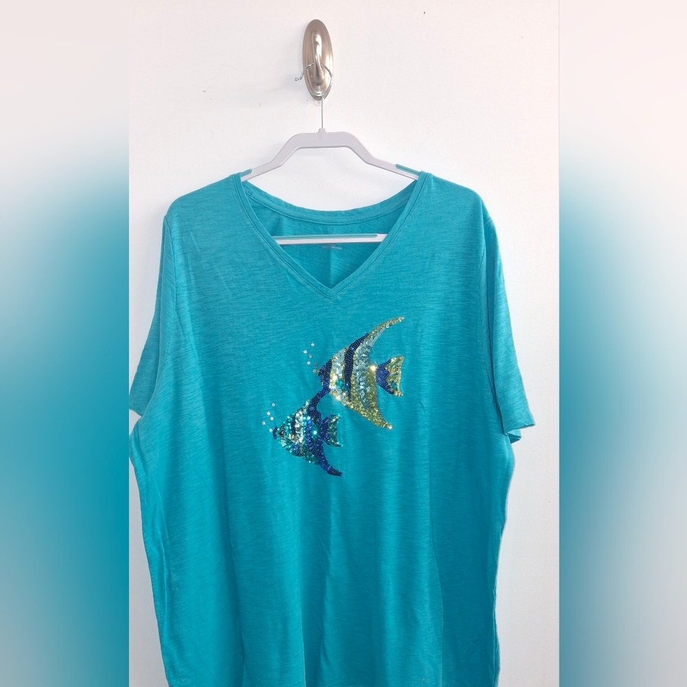 Catherines Plus Size Women's Tropical Fish Tee 2X